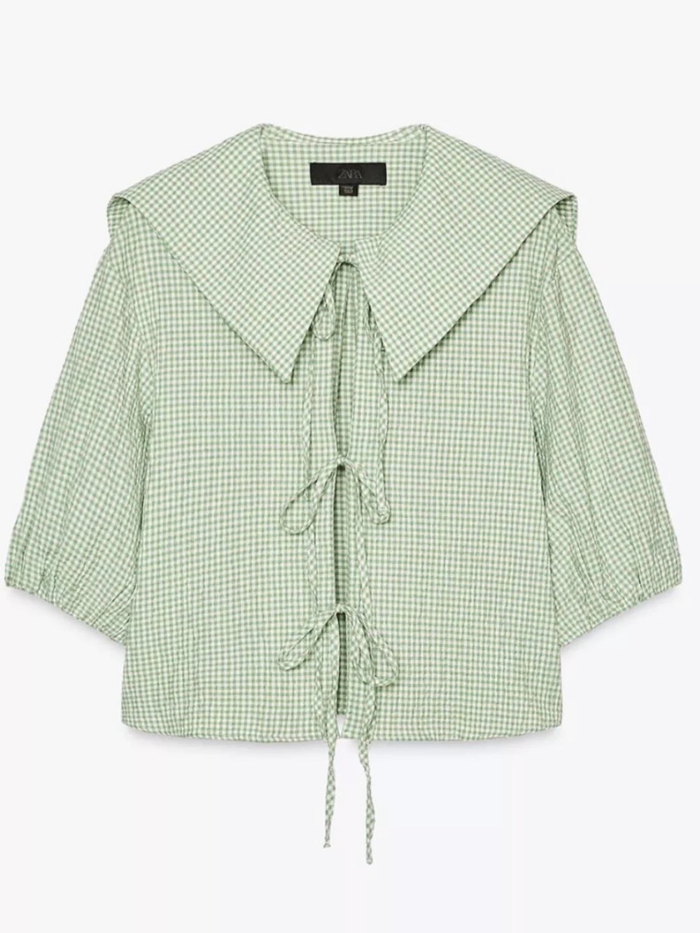 Zara Light Green Gingham Women’s Top size XL